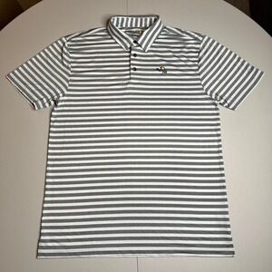 Arnold Palmer Bay Hill Mens XL Grey White Striped Performance Golf Polo Shirt